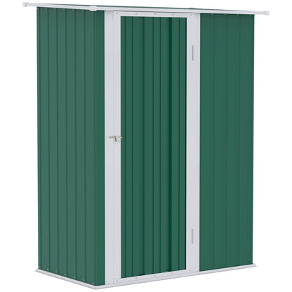 Galvanised 5 x 3' Single Door Pent Garden Store Lockable Steel Green by Steadfast