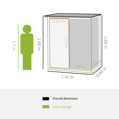 Galvanised 5 x 3' Single Door Pent Garden Store Lockable Steel Green by Steadfast