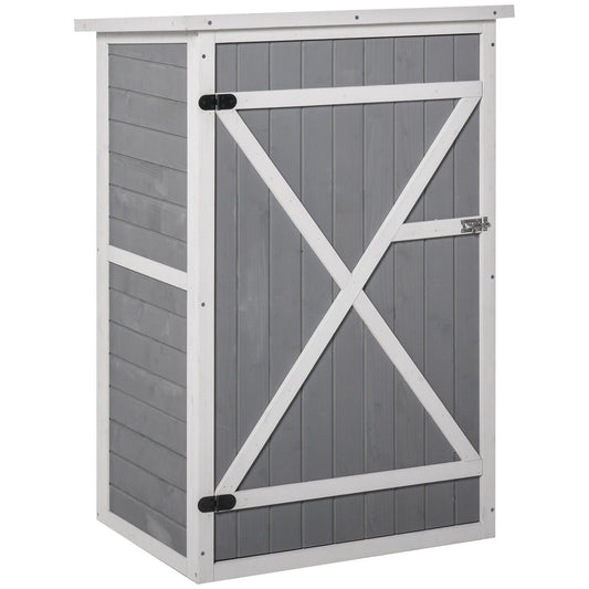 Standard 75cm Single Door Pent Garden Store With Shelves Fir Wood Grey by Steadfast