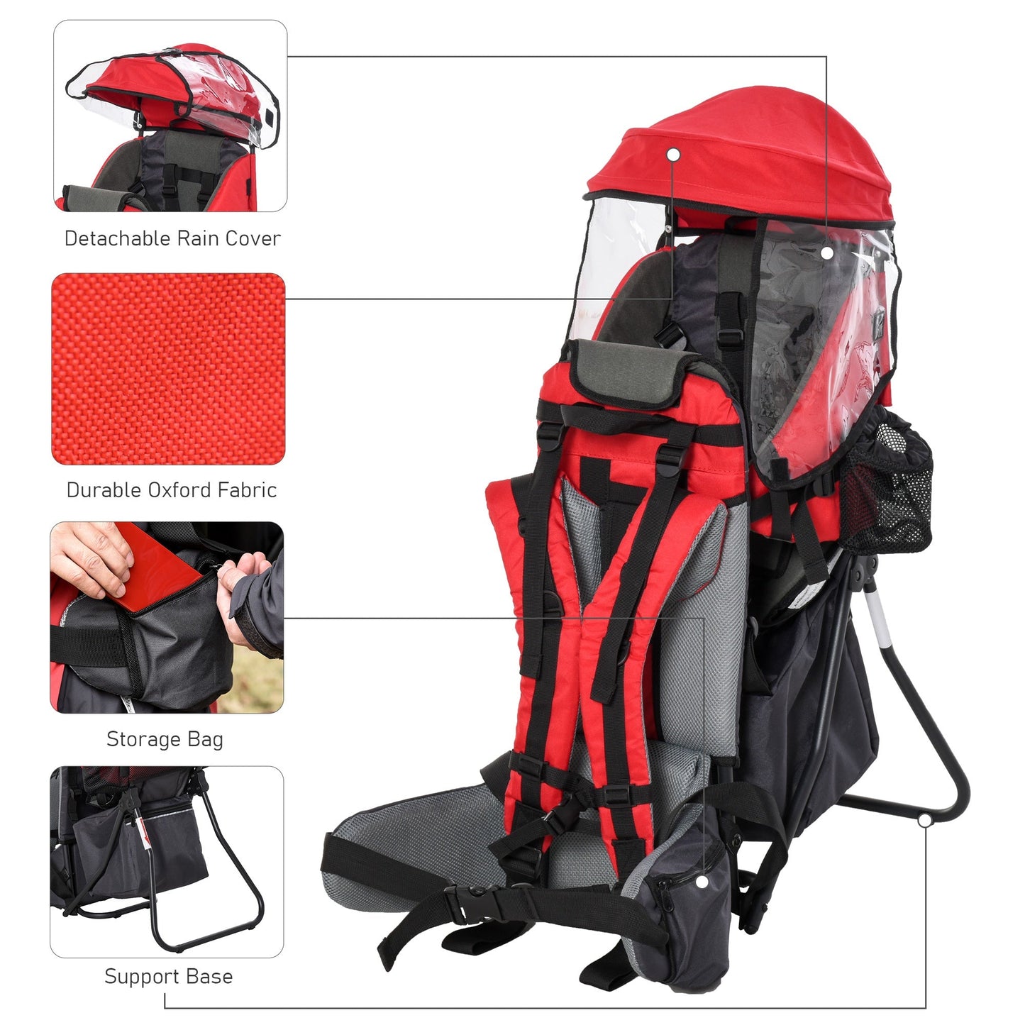 Baby Backpack Carrier for Hiking with Ergonomic Hip Seat Detachable Rain Cover