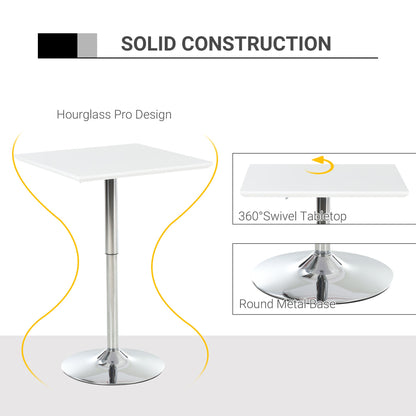 Homcom Square Height Adjustable Bar Table Counter Pub Desk with Metal Base for Home Bar