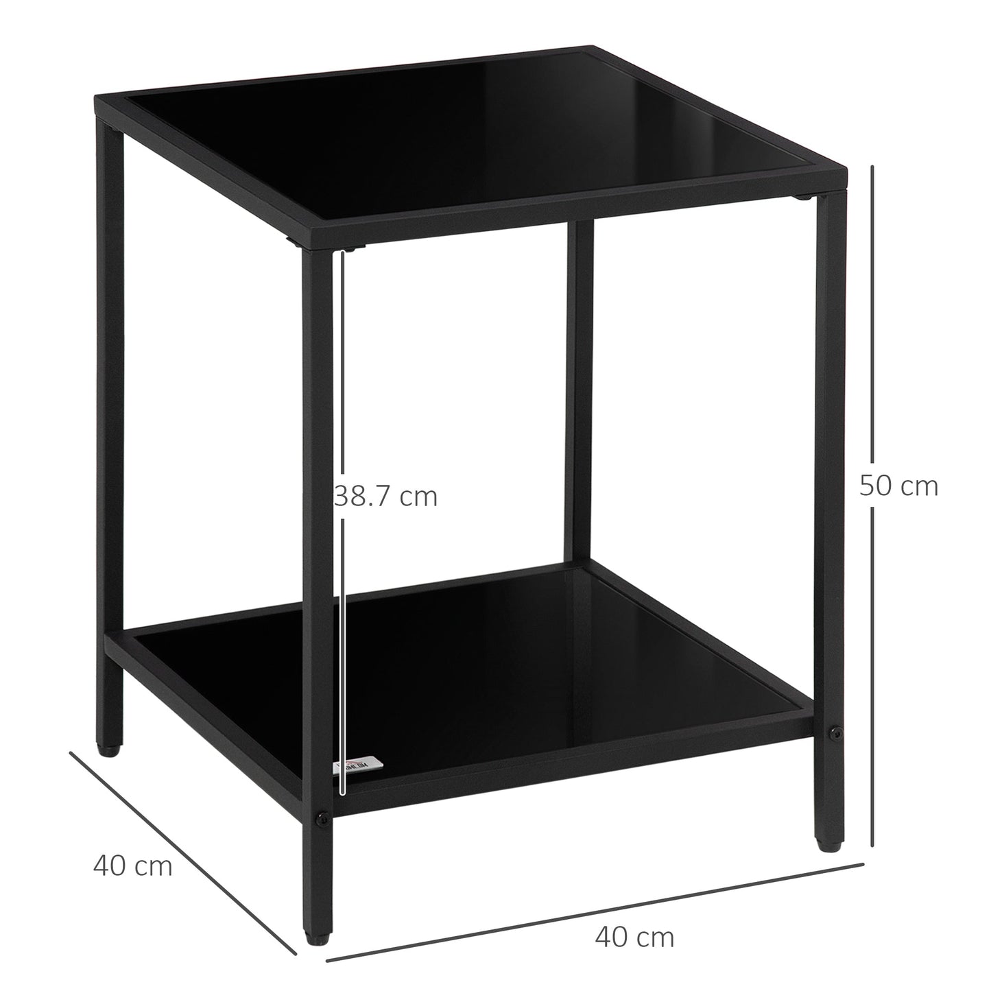 Side Table with Tempered Glass Top