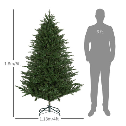 6ft Prelit Christmas Tree Artificial - Dark Green with LED Lights Multicoloured 1862 Tips