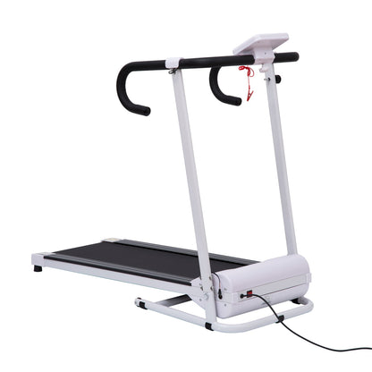 Steel Folding Motorized Home Treadmill w/ LCD Monitor White