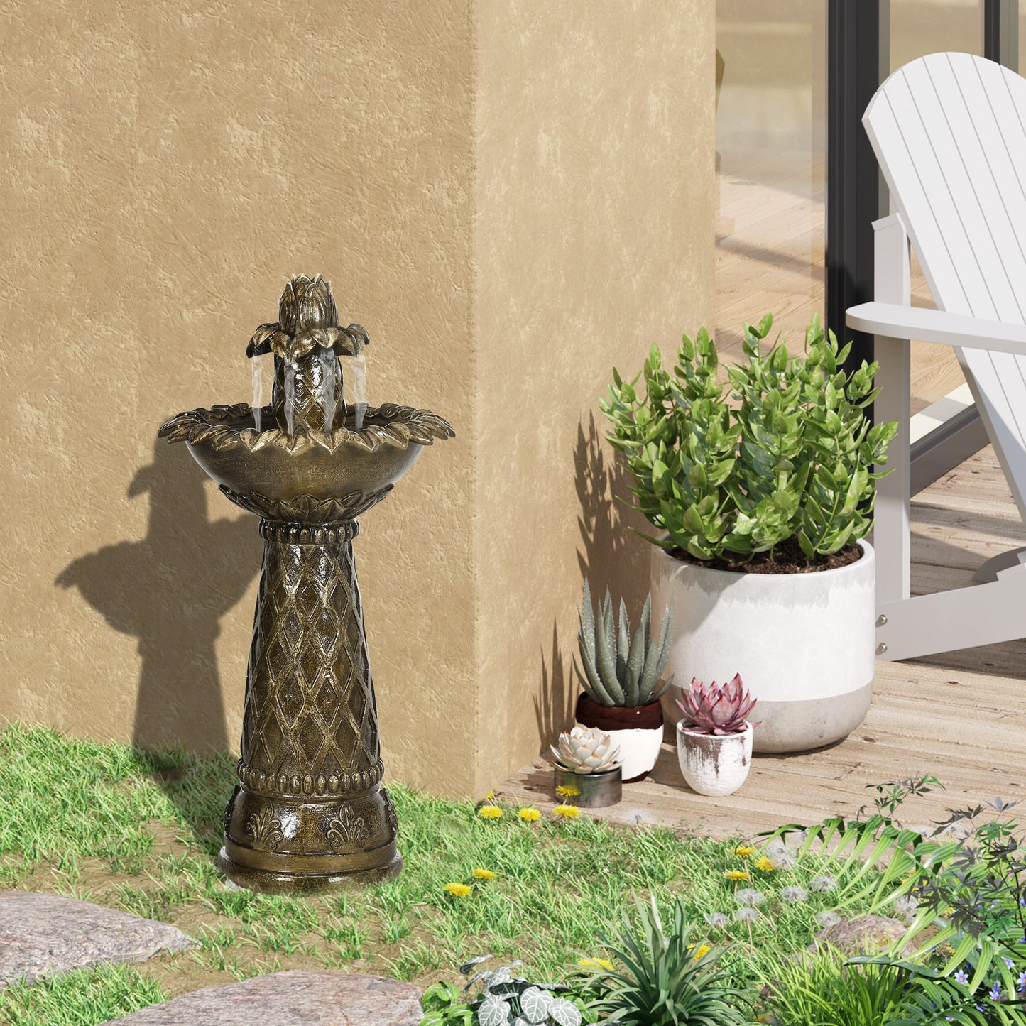 2-Tier Outdoor Waterfall Fountain