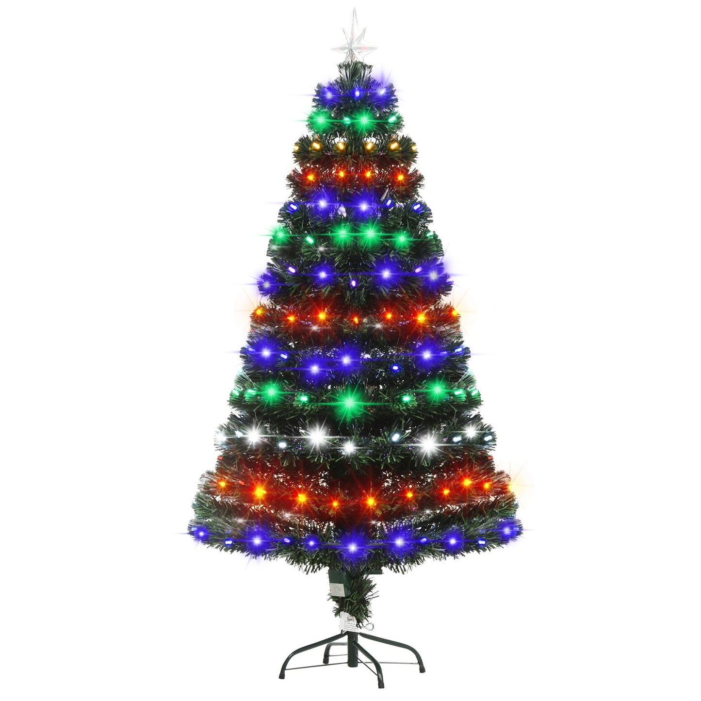 5FT Pre-Lit Fiber Optic Christmas Tree with Star Tree Topper