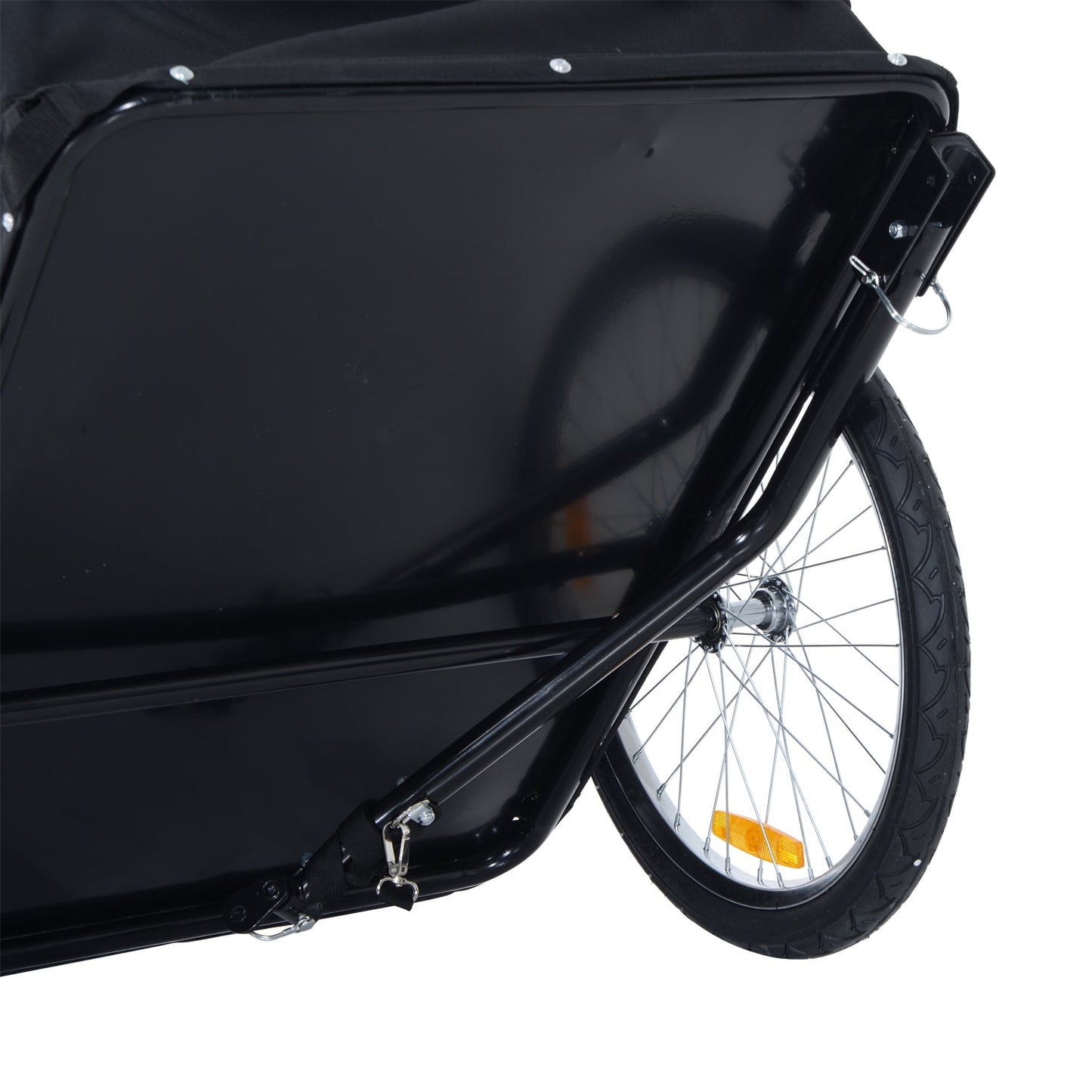 Bike Trailer Cargo in Steel Frame Extra Bicycle Storage Carrier with Removable Cover and Hitch White and Black