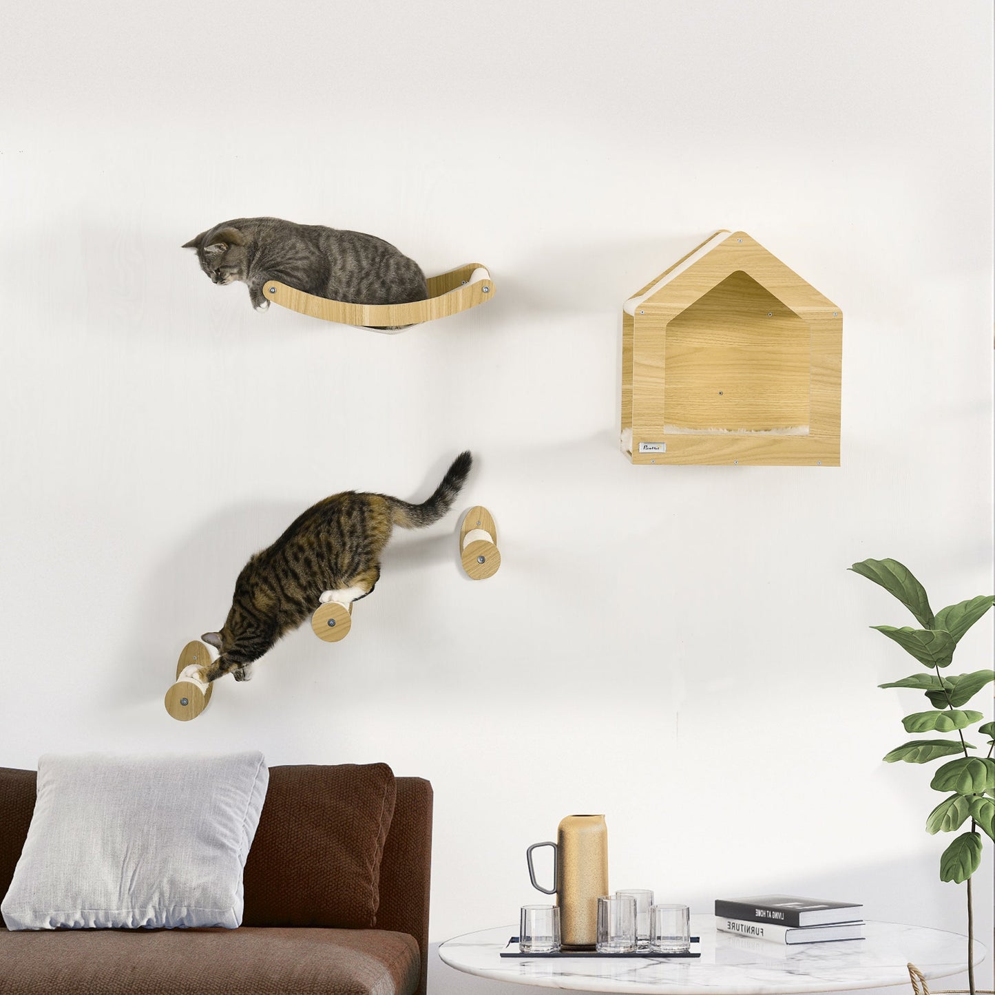 PawHut 5-Piece Wall Mounted Cats Shelves