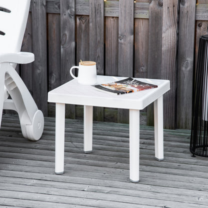 Small Square Plastic Outdoor Table - White