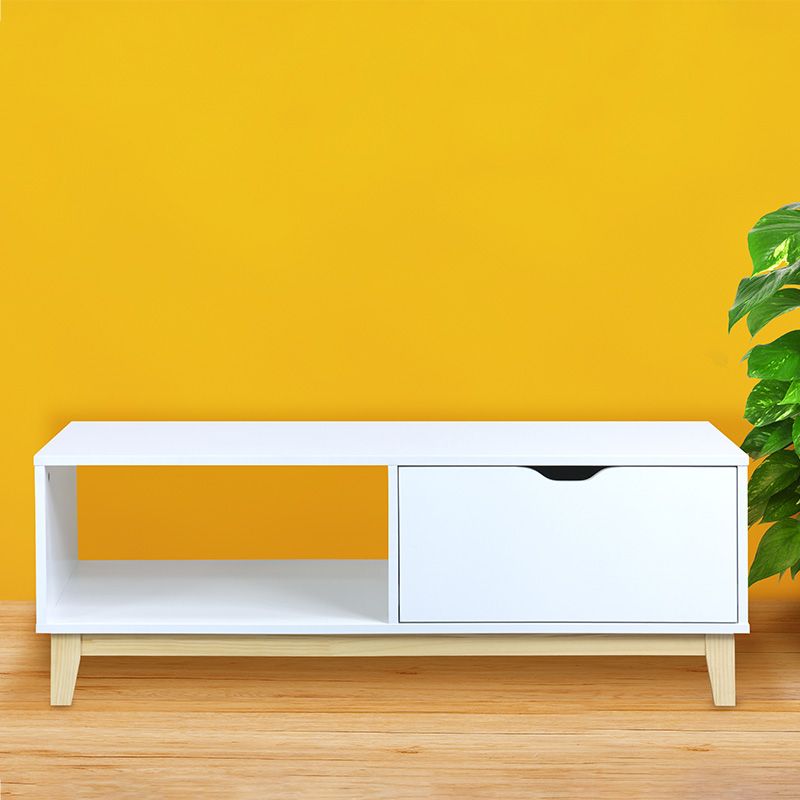 Malmo Coffee Table Pine White 1 Shelf 1 Drawer