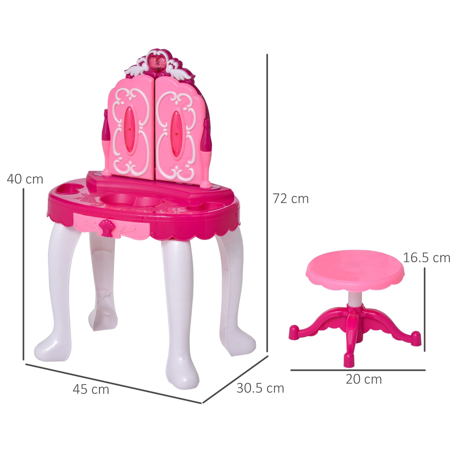 Kids Pretend Play Plastic Vanity Table Set w/ Sound Effect Purple/Red