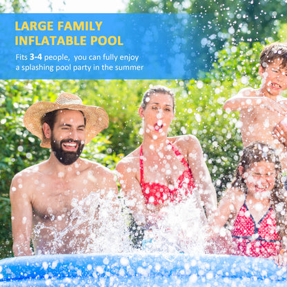 Inflatable Swimming Pool Family-Sized Blow Up Pool Round Paddling Pool with Hand Pump for Kids