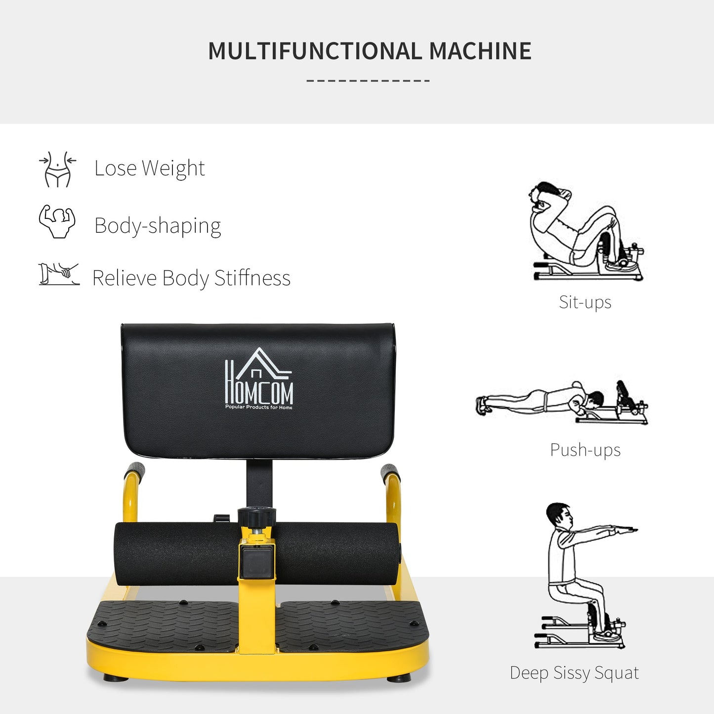 Homcom 3-in-1 Conditioning Compact Full Body Workout Ergonomic Sissy Squat Machine