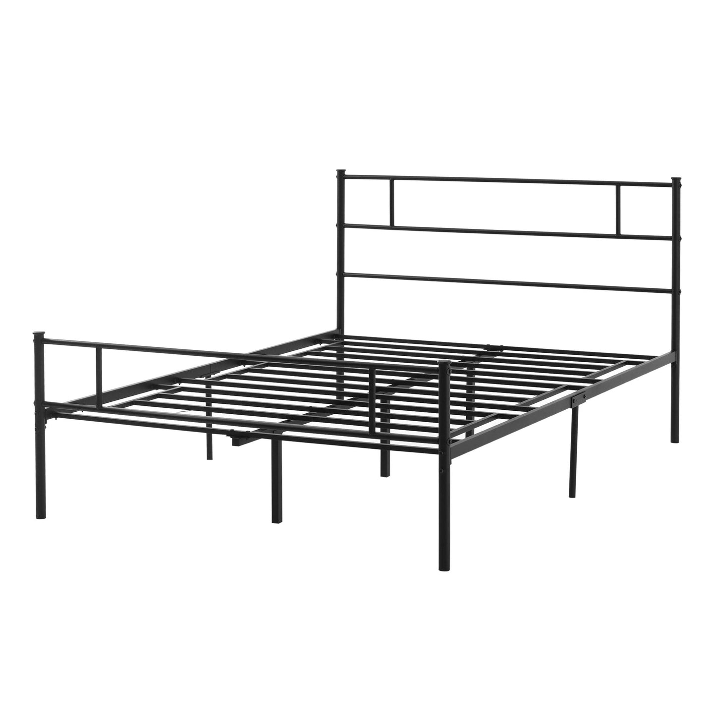 Double Metal Bed Frame Solid Bedstead Base with Headboard and Footboard