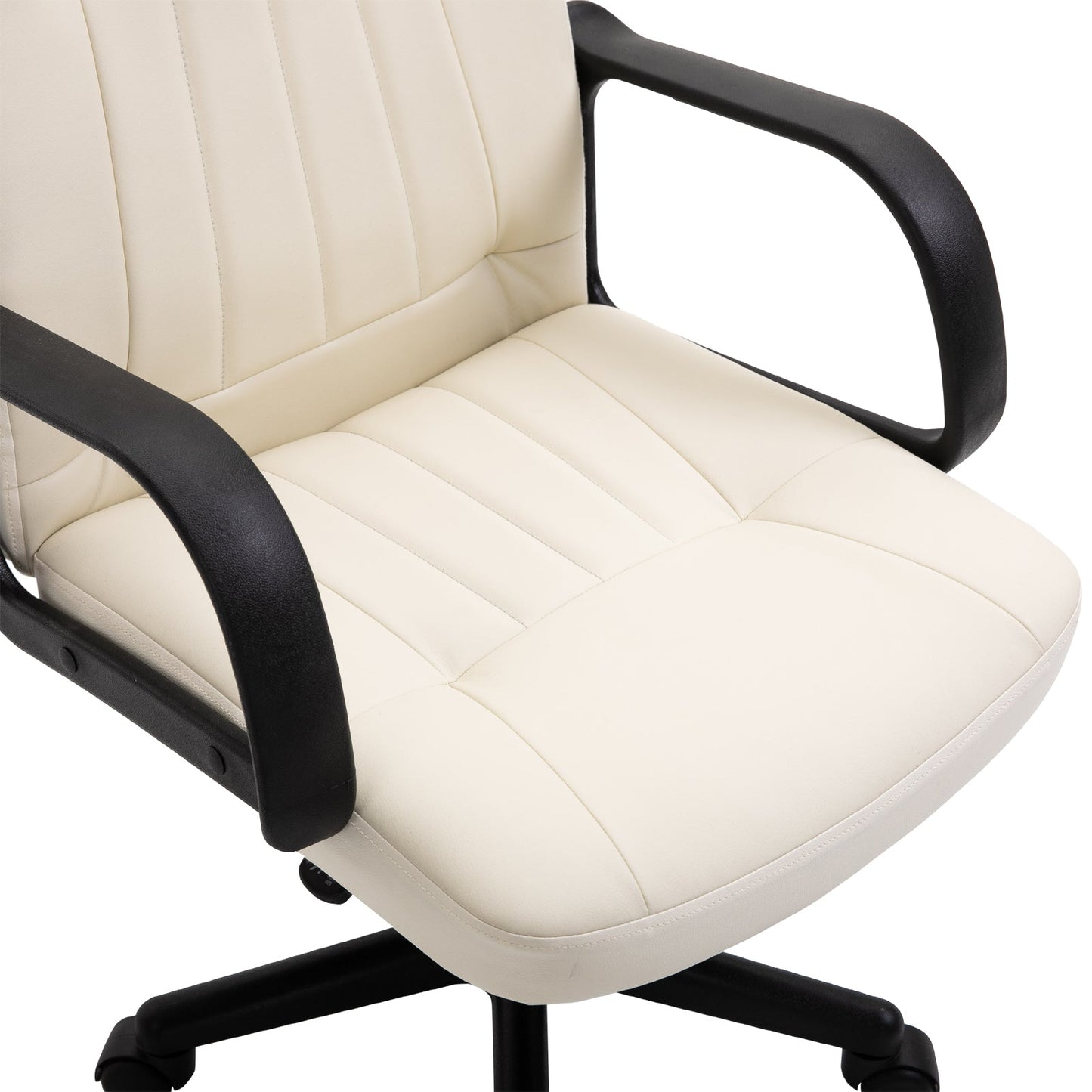 PU Leather Swivel Home Office Chair Cream