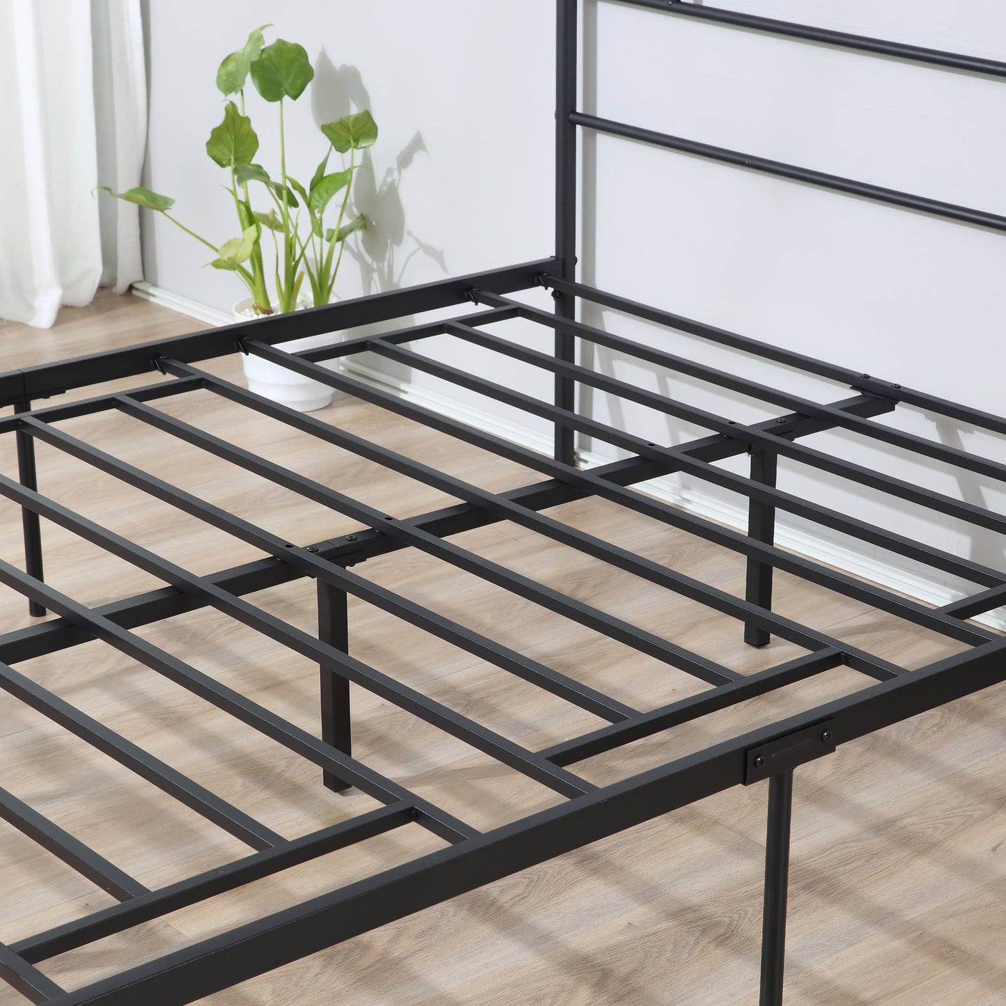 King Metal Bed Frame Solid Bedstead Base with Headboard and Footboard