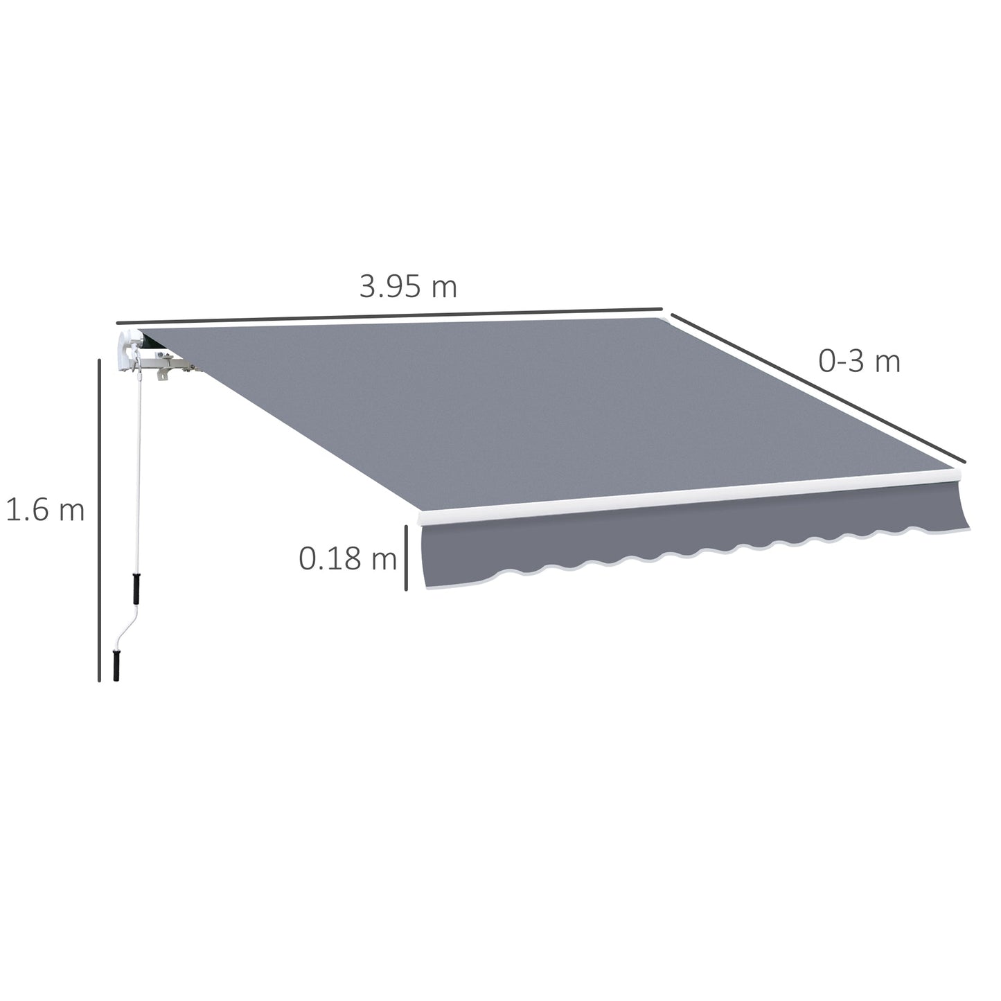 Outsunny Manual Retractable Awning Size (4M X3M)-Grey