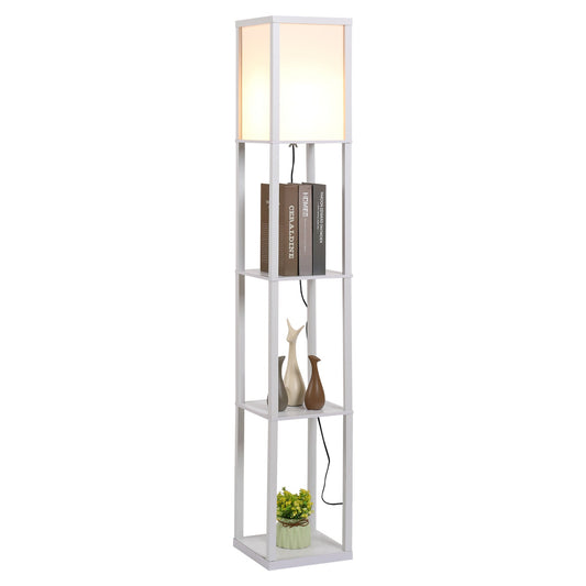 Medium-density fibreboard 4-Tier Floor Lamp White