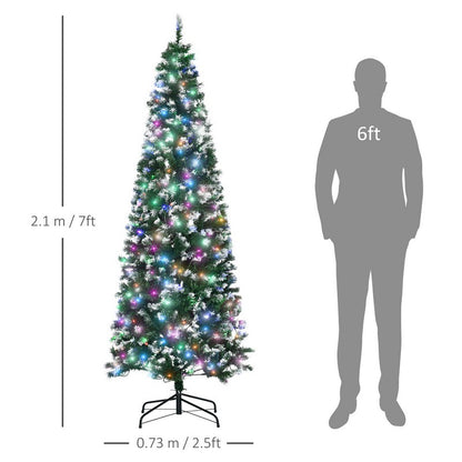 7FT Tall Prelit Pencil Slim Artificial Christmas Tree with Realistic Branches