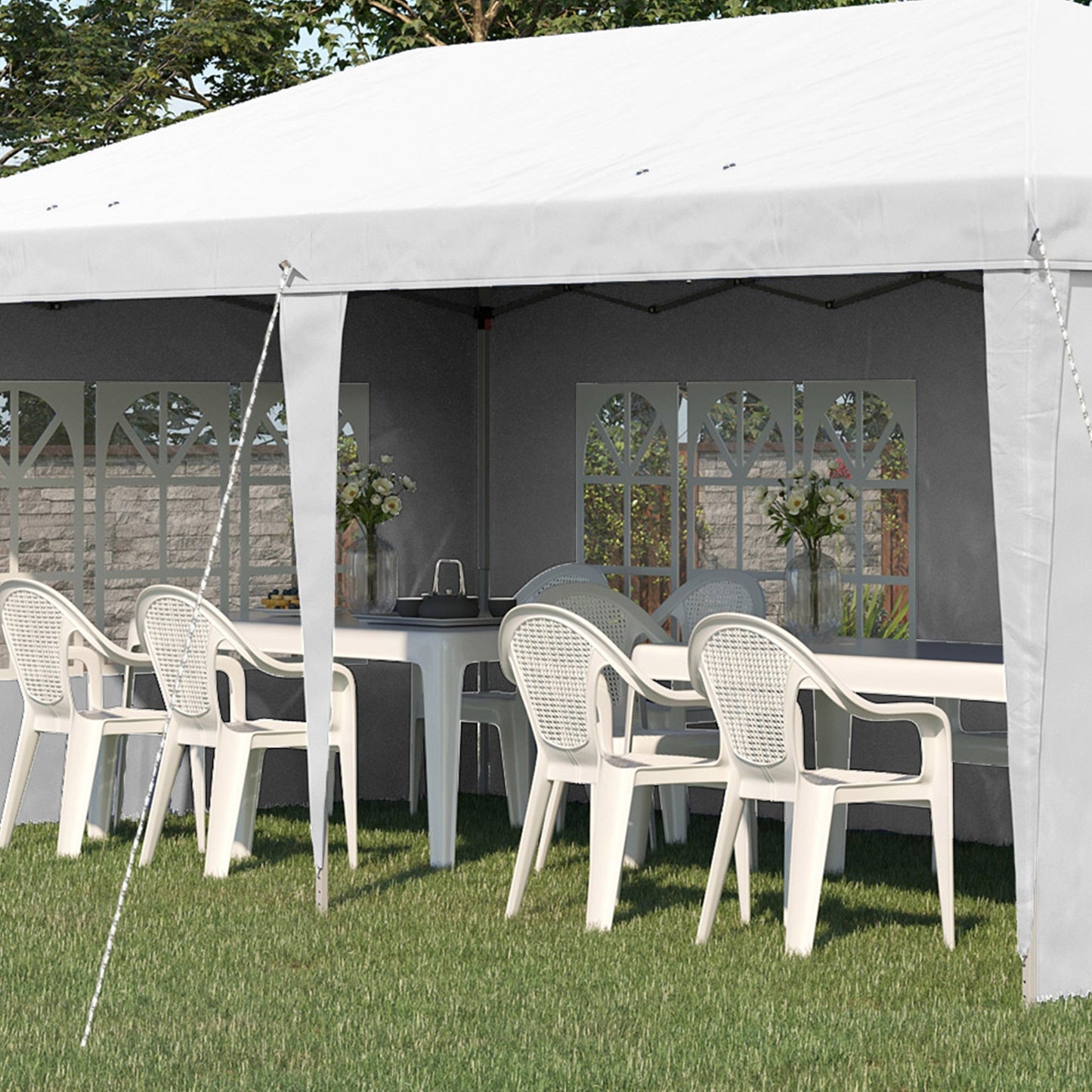 Outsunny 3 x 6m Half-Open Garden Gazebo