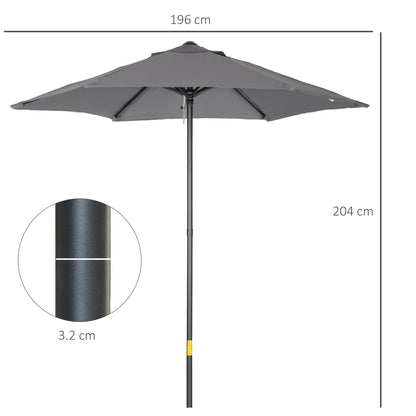 2m Aluminium Pole Garden Parasol - Dark Grey