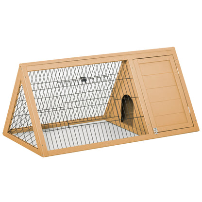 PawHut Outside Wooden Rabbit Hutch w/ Outside Area - Yellow