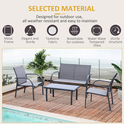 4-Piece Curved Steel Outdoor Furniture Set w/ Loveseat