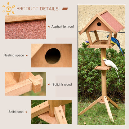 Tower 139cm Nesting Box & Feeder Table Natural by Pawhut