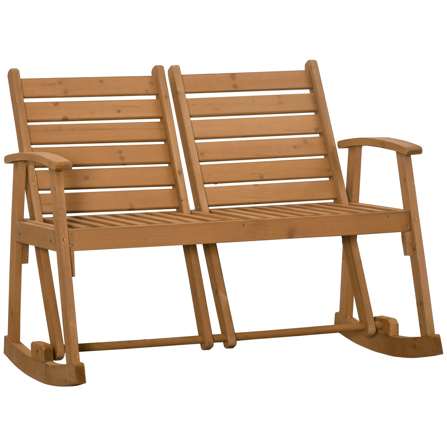 Wooden Garden Rocking Bench with Adjustable Backrests