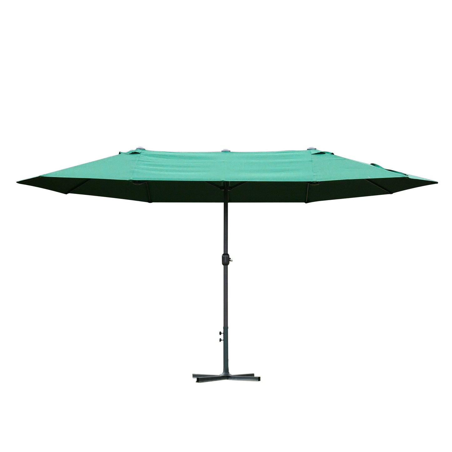 4.6M Sun Umbrella Canopy Double-sided Crank Sun Shade w/ Cross Base Dark Green