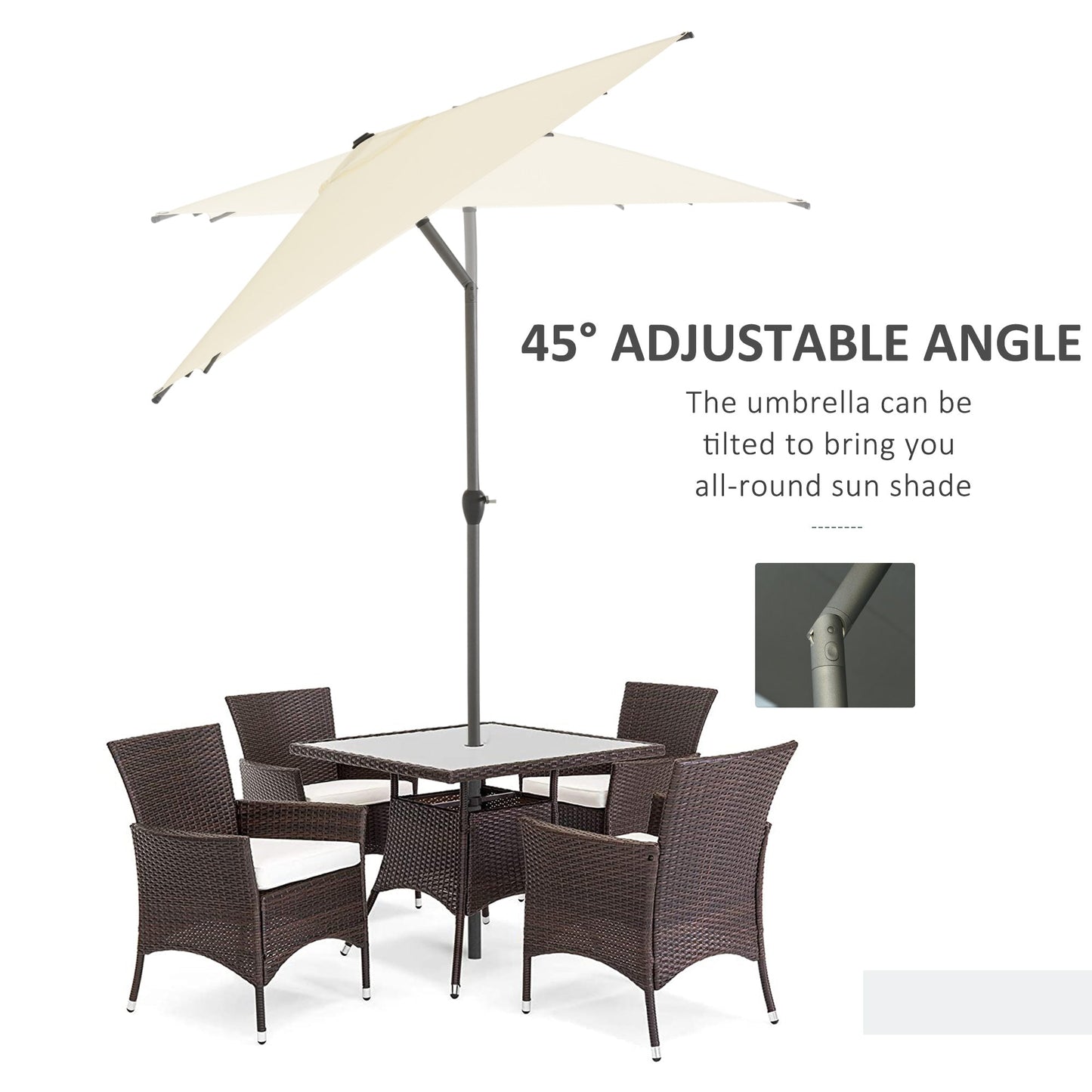 3 X 2M Garden Parasol Umbrella