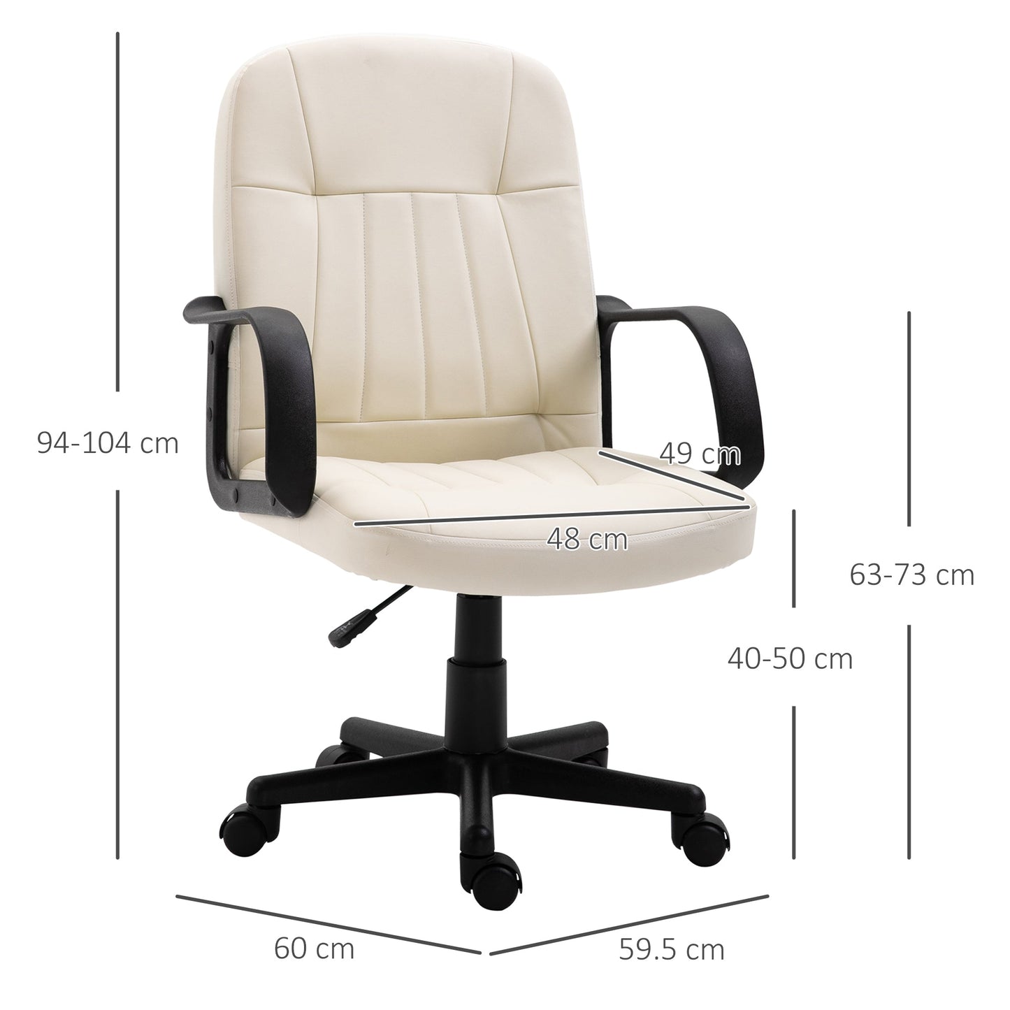 PU Leather Swivel Home Office Chair Cream