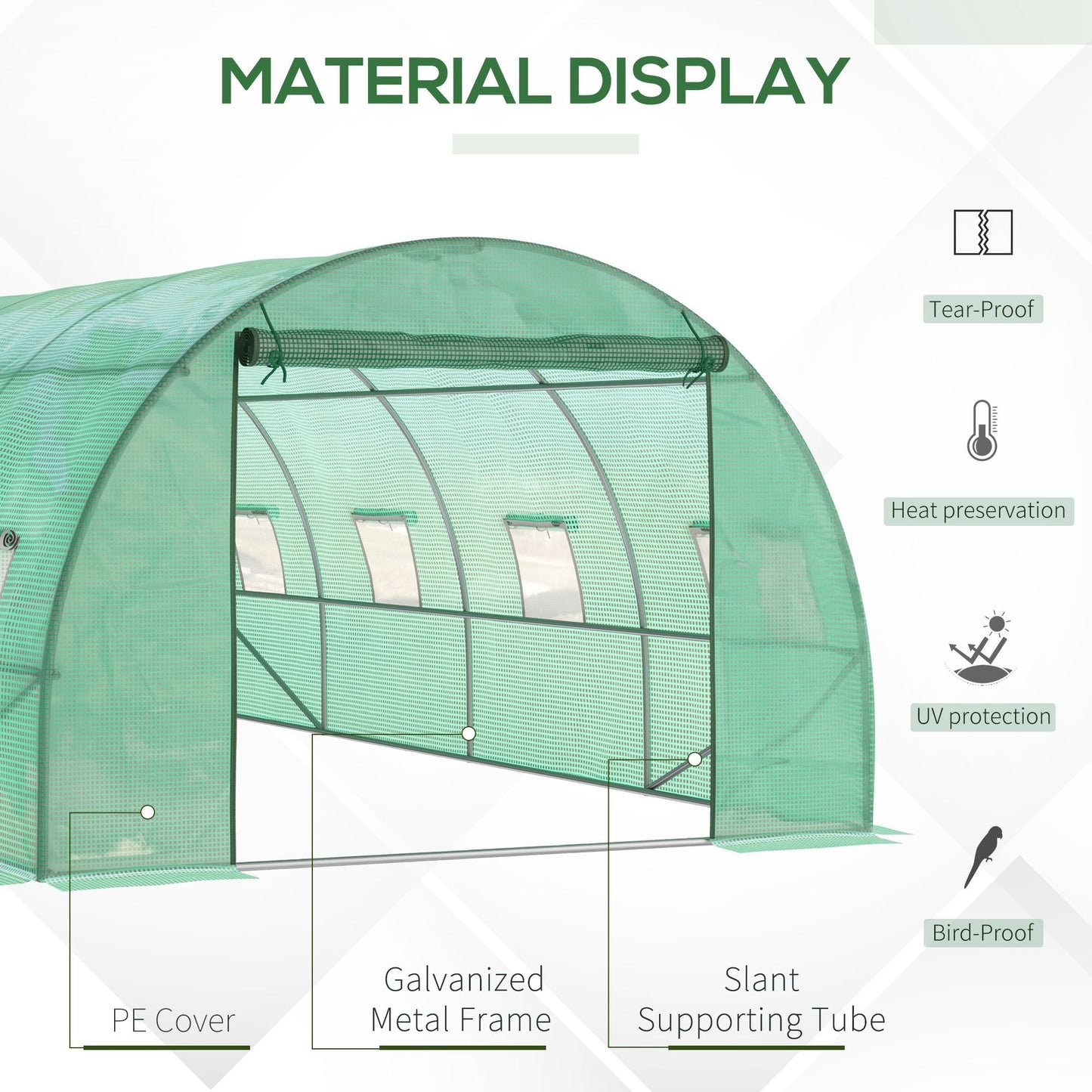 Walk in Polytunnel Garden Greenhouse Window Door Outdoor Plant Flower 6 x 3M