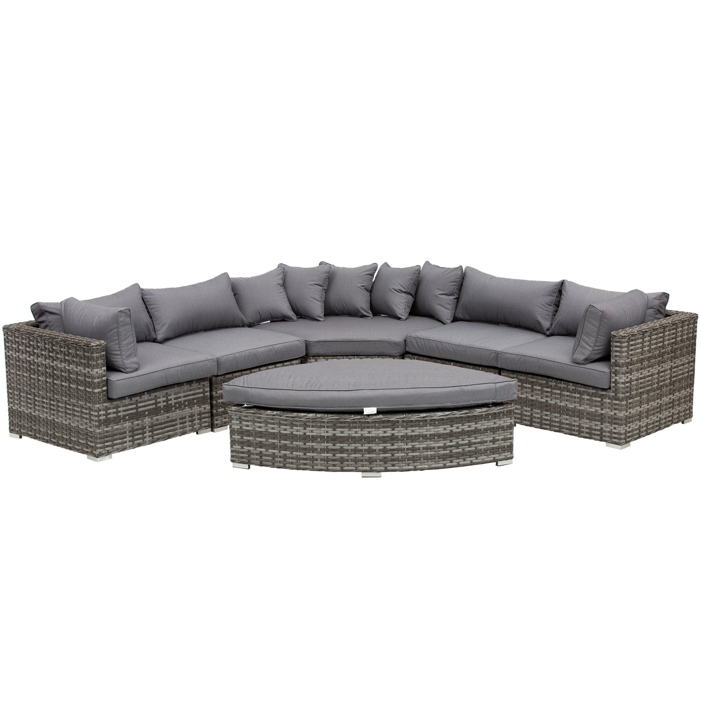 6-Piece Outdoor Rattan Wicker Sofa Set Bonzer Half Round Patio Conversation Furniture Set w/ Angled Corner Design