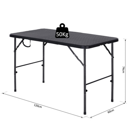 Steel Frame 4ft Portable Folding Picnic Table Black