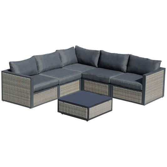 6-Pieces Patio Wicker Corner Sofa Set