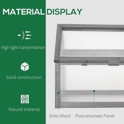 Wooden Cold Frame Garden Polycarbonate Greenhouse with Openable Top Cover