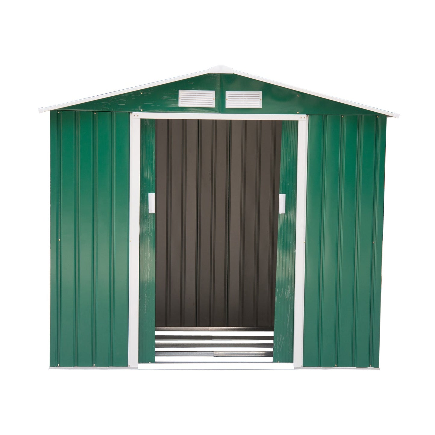 Galvanised 7 x 4' Double Door Apex Garden Shed Lockable Steel Green by Steadfast