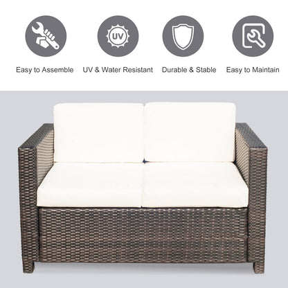 Two-Seater Rattan Sofa - Brown