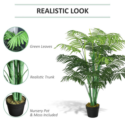 125cm/4FT Artificial Palm Plant Decorative Tree with 18 Leaves Nursery Pot Fake Plastic Indoor Outdoor Home Office Décor