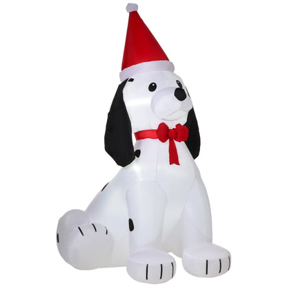 Homcom 1.8m Inflatable Christmas Puppy Dog with Santa Hat Lighted Blow Up Decoration