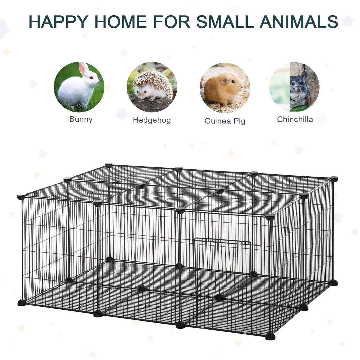 22 Panel Small Animal Playpen Black by Pawhut