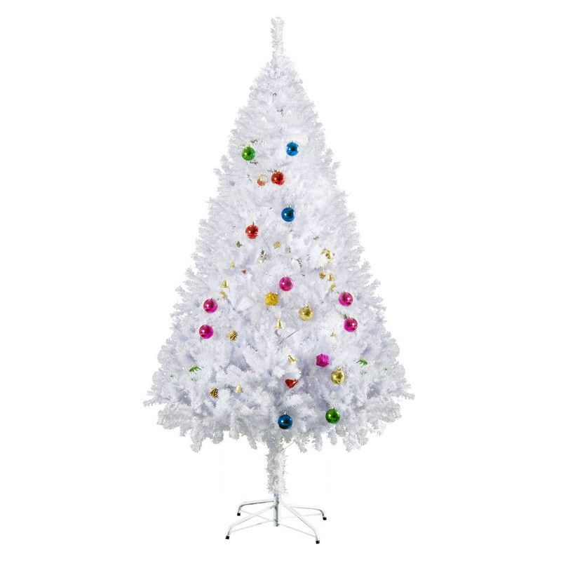 Homcom 6FT Artificial Christmas Tree with Metal Stand Decorations Home Seasonal Elegant Faux White