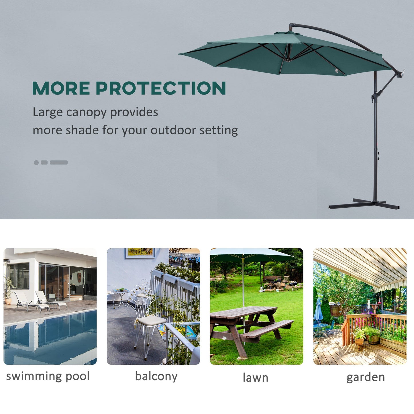 3M Garden Banana Parasol Hanging Cantilever Umbrella with Crank Handle