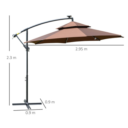 Outsunny 3(M) Cantilever Banana Parasol Hanging Umbrella With Double Roof