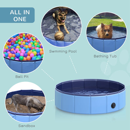 PawHut Foldable Dog Paddling Pool Pet Cat Swimming Pool Indoor/Outdoor Collapsible Summer Bathing Tub Shower Tub Puppy Washer ?80 × 20H cm