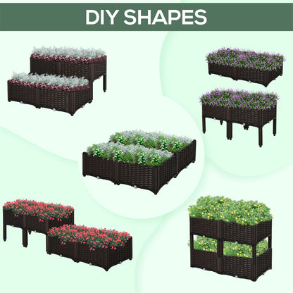 Set of 4 26L Garden Raised Bed Elevated Patio Flower Plant Planter Box PP Vegetables Planting Container