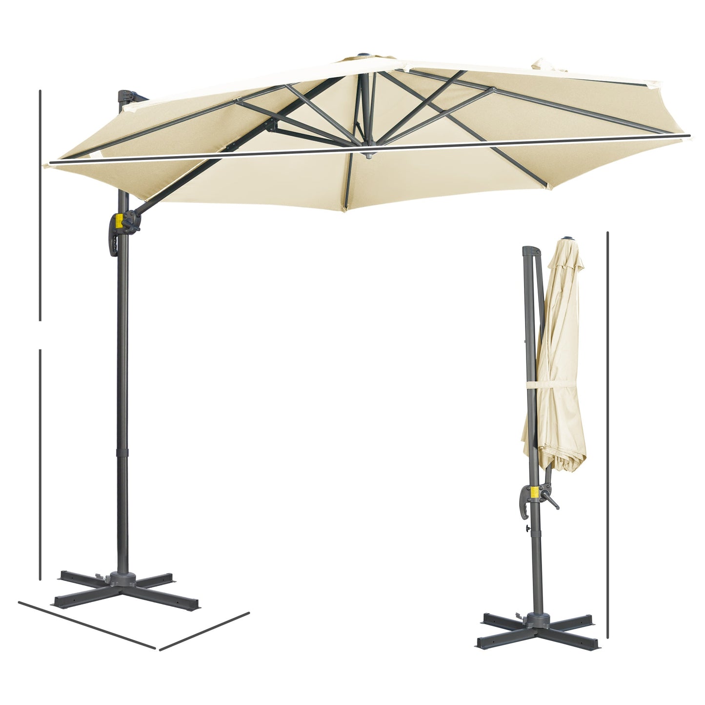 3 x 3M Cantilever Parasol with Cross Base