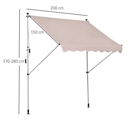 2x1.5m Adjustable Outdoor Aluminium Frame Awning Beige