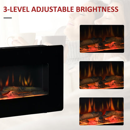 Electric Wall-Mounted Fireplace Heater with Adjustable Flame Effect